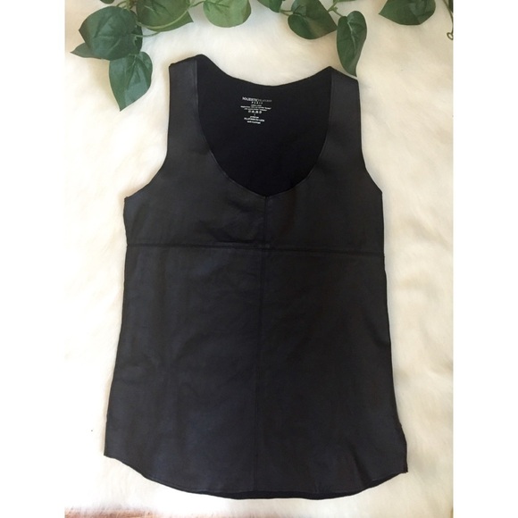 Majestic Filatures Sleeveless Leather Front Top - Picture 4 of 9